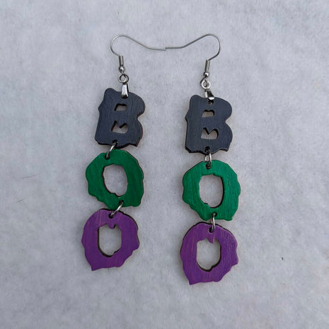 Earrings - BOO Blk/Green/Purp