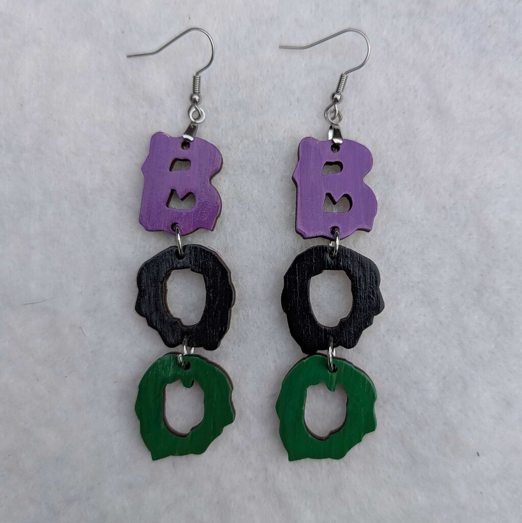 Earrings - BOO Purp/Blck/Green
