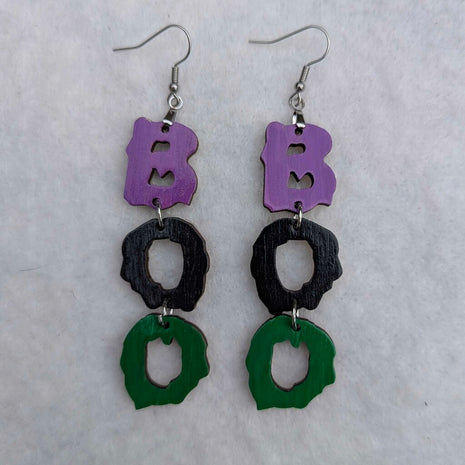 Earrings - BOO Purp/Blck/Green