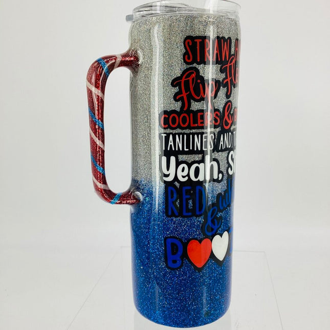 Handled Tumbler-Red White Booze