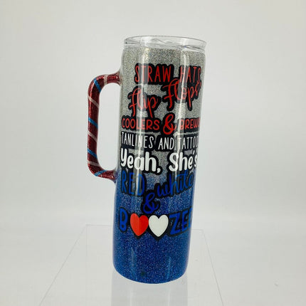 Handled Tumbler-Red White Booze