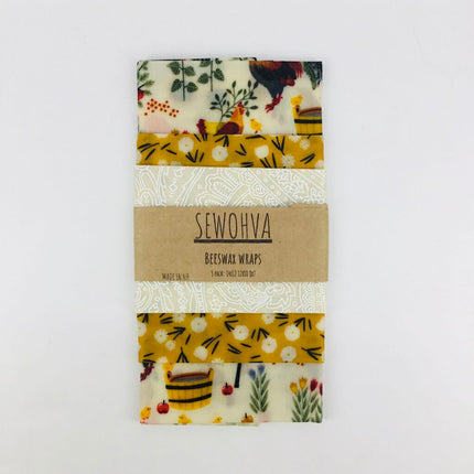 Beeswax Wraps 3 Pack, Chicken and Apples