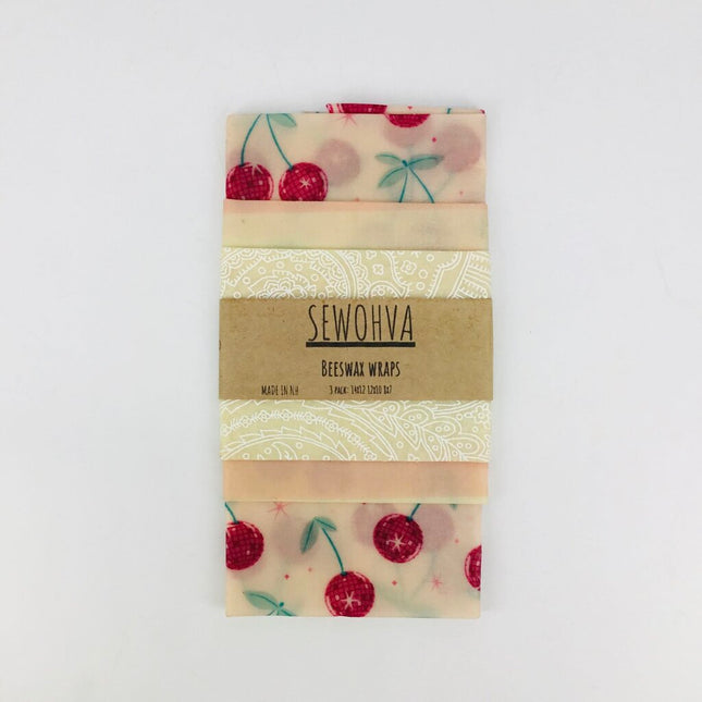 Beeswax Wraps 3 Pack, Disco Cherries