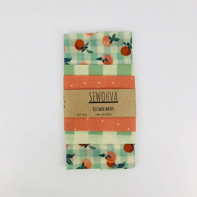 Beeswax Wraps 3 Pack, Plaid Peaches