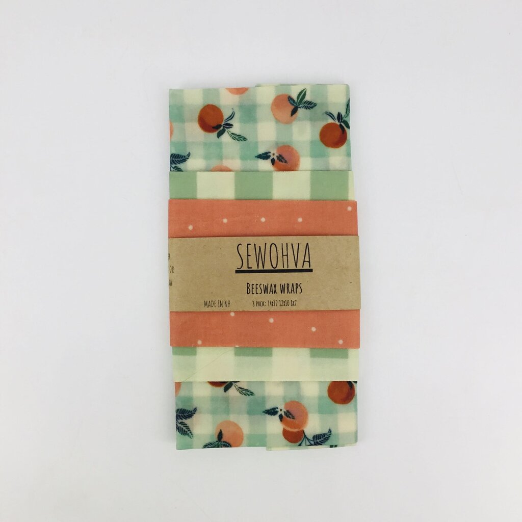 Beeswax Wraps 3 Pack, Plaid Peaches