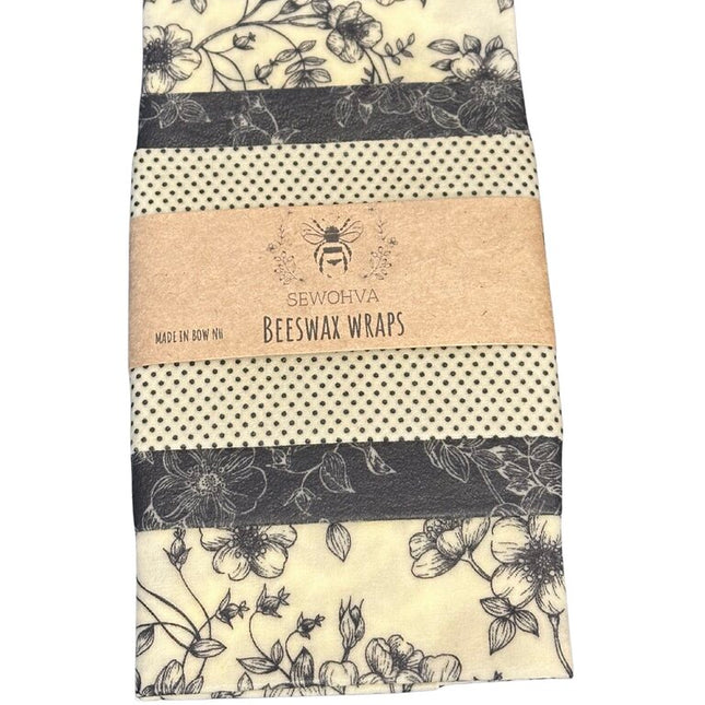 Beeswax Wraps 3 Pack, Black and White