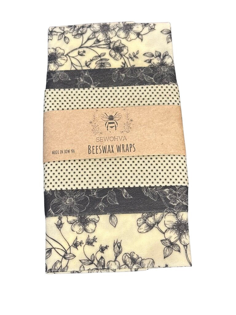 Beeswax Wraps 3 Pack, Black and White