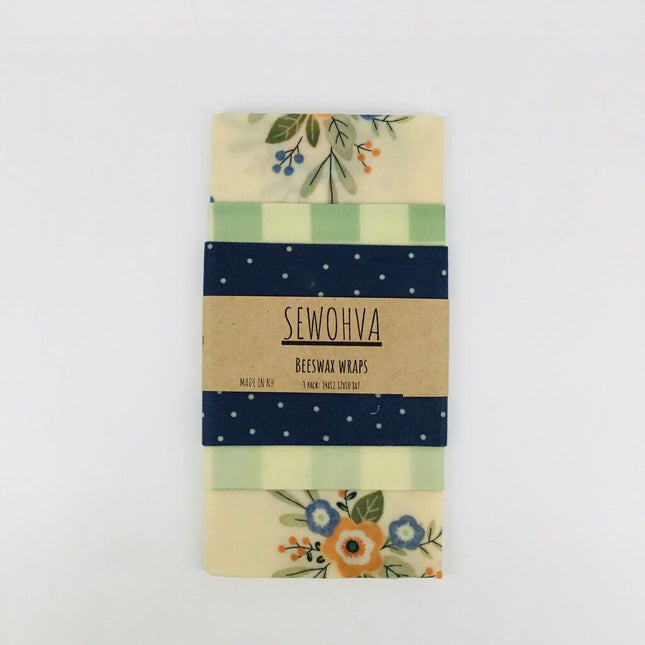 Beeswax Wraps 3 Pack, Plaid Flowers
