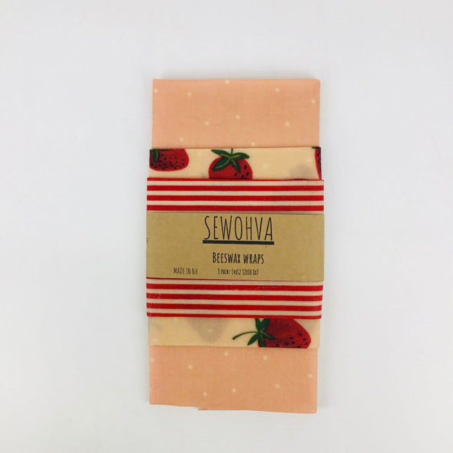 Beeswax Wraps 3 Pack, Strawberries