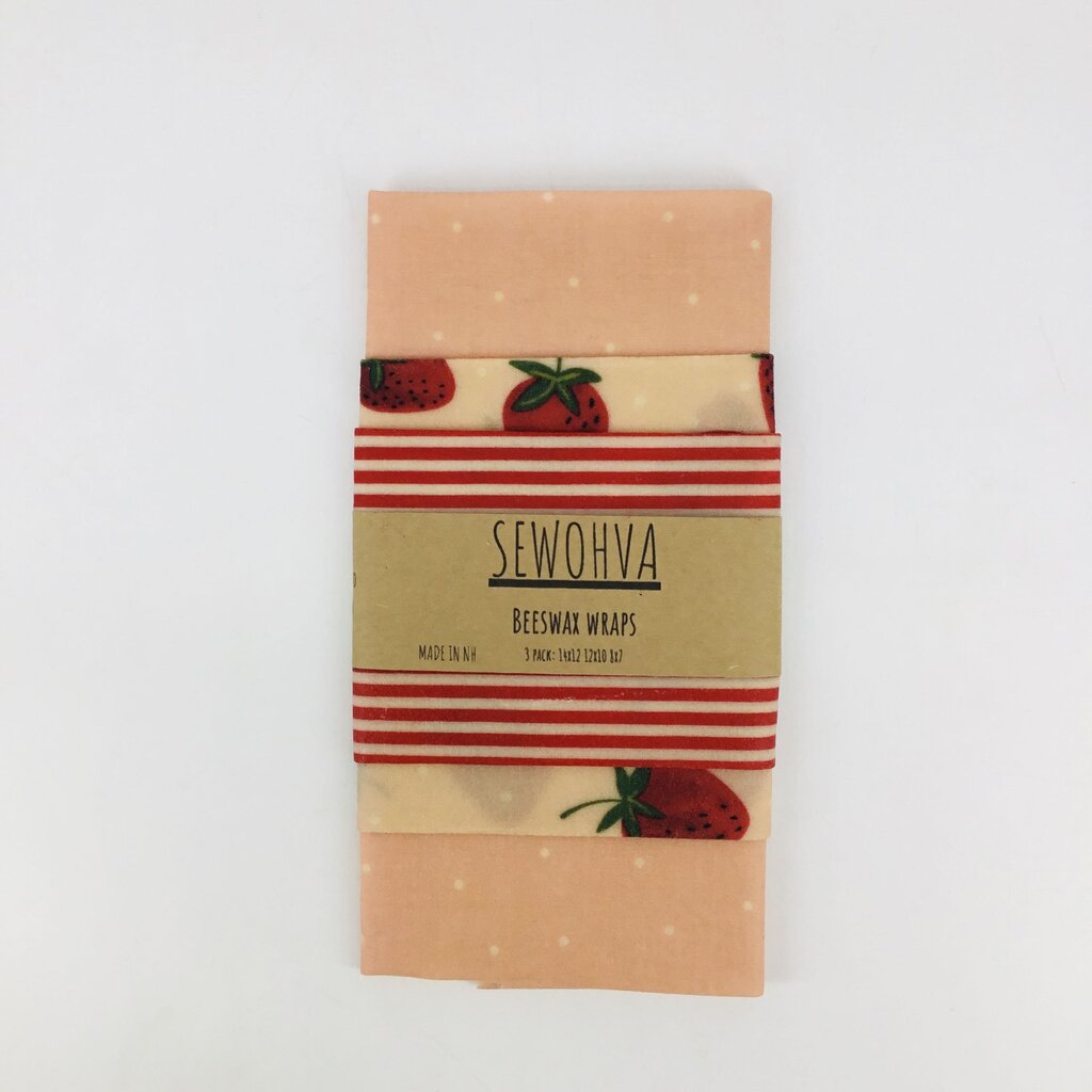 Beeswax Wraps 3 Pack, Strawberries