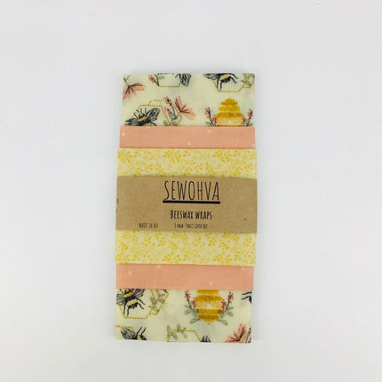 Beeswax Wraps 3 Pack, Pastel Bees