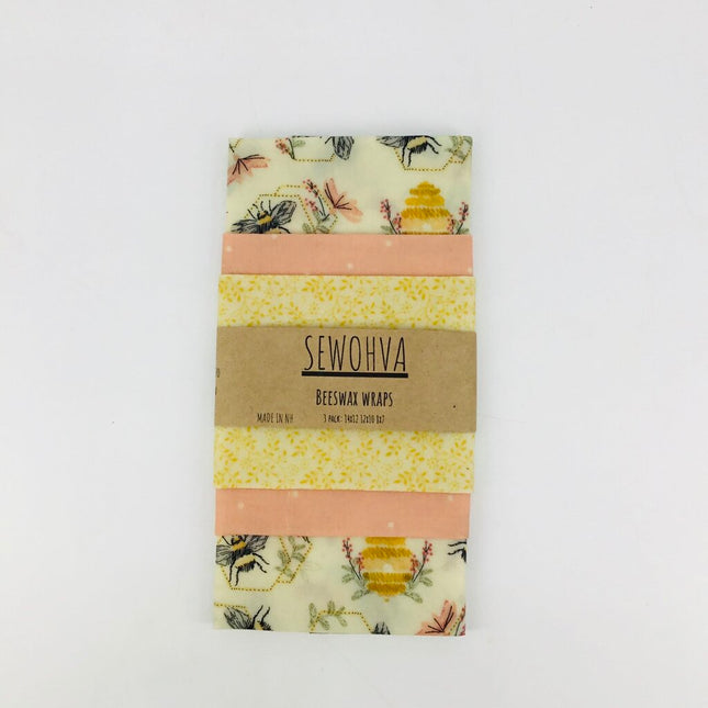 Beeswax Wraps 3 Pack, Pastel Bees