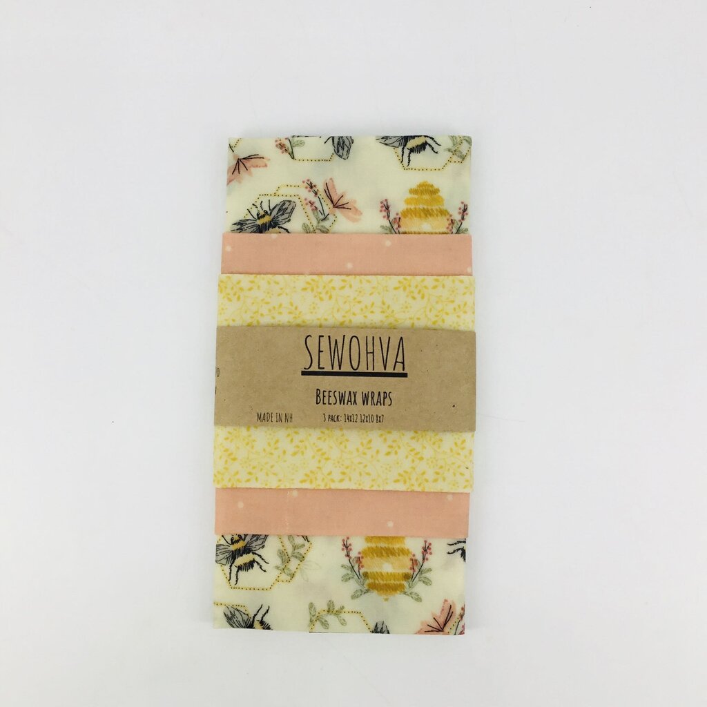 Beeswax Wraps 3 Pack, Pastel Bees