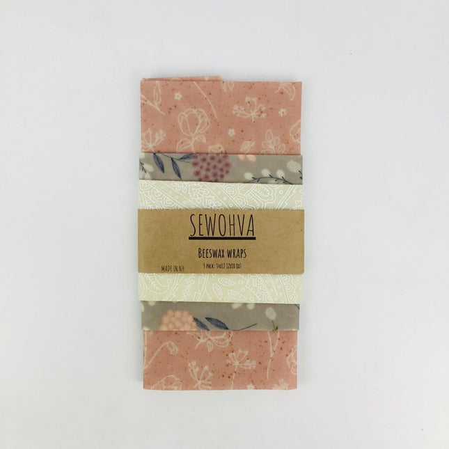Beeswax Wraps 3 Pack, Pink & Grey