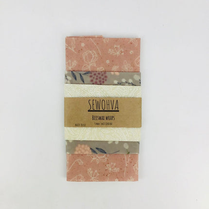 Beeswax Wraps 3 Pack, Pink & Grey