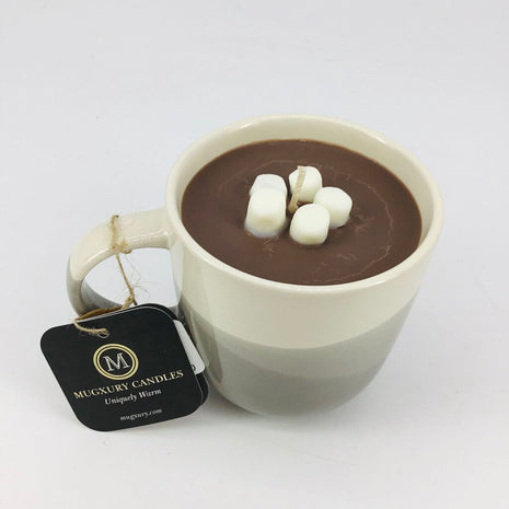 Hot Cocoa / Chocolate (Triple Dip Grey Mug) - Mug Candle - 100% Soy Wax