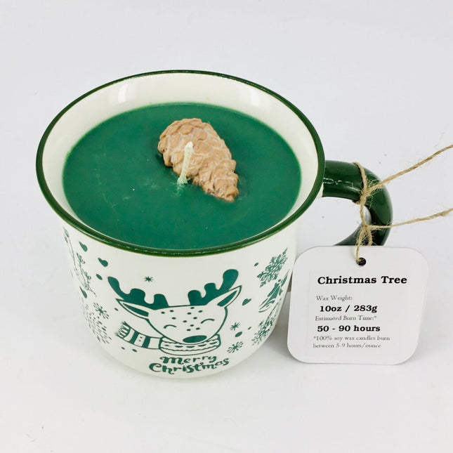 Christmas Tree - Mug Candle (Reindeer Camper Mug) - 100% Soy Wax