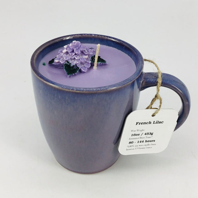 French Lilac - Mug Candle (Purple Reactive Glaze Mug) - 100% Soy Wax