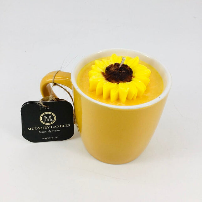 Sunflowers - Mug Candle (Yellow and White Mug) - 100% Soy Wax