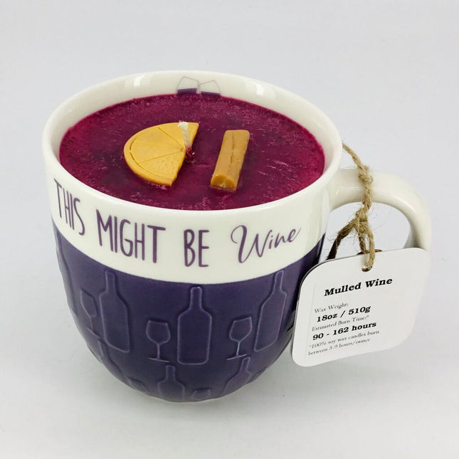 Mulled Wine - Mug Candle (This Might Be Wine Mug) - 100% Soy Wax