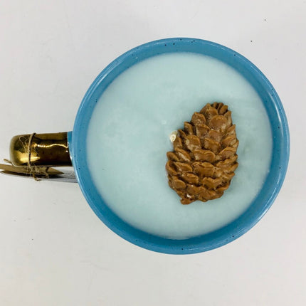 Blue Spruce - Mug Candle (Gold Handle Mug) - 100% Soy Wax