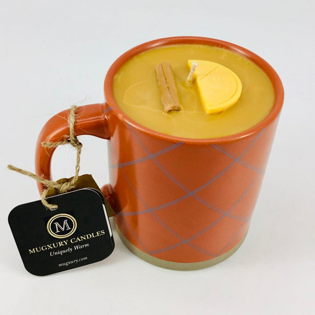 Spiced Cider - Mug Candle - 100% Soy Wax (Orange Crosshatch mug)