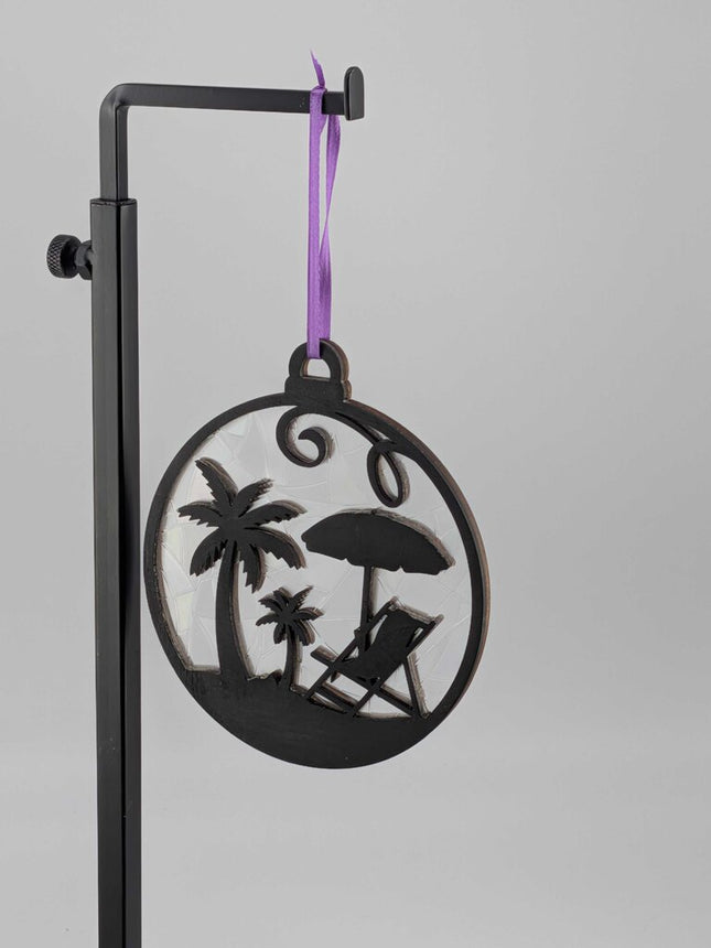 Silhouette of a Beach Scene Suncatcher
