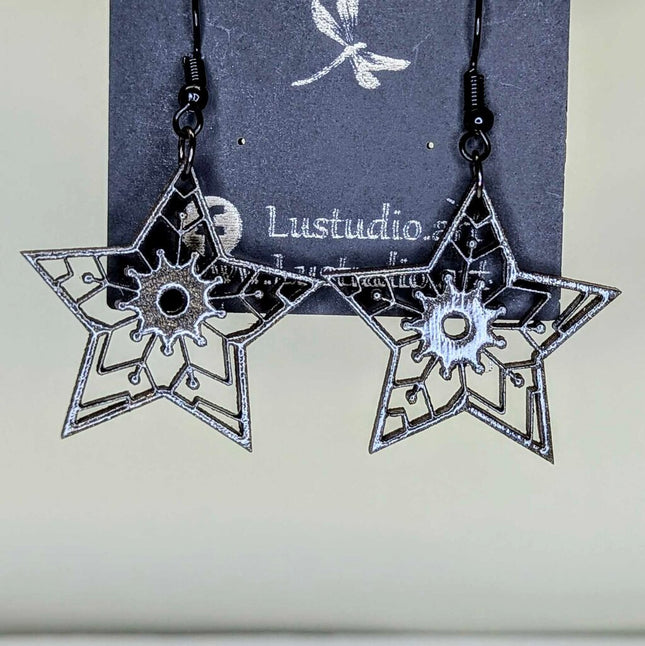Earrings - Black star with snowflake