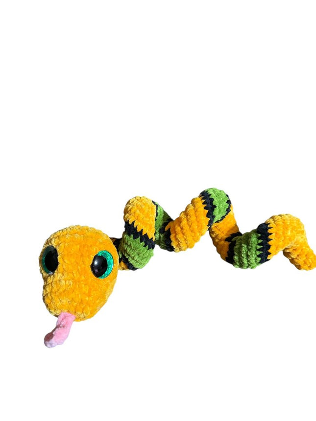 Crocheted twisty snake plushie