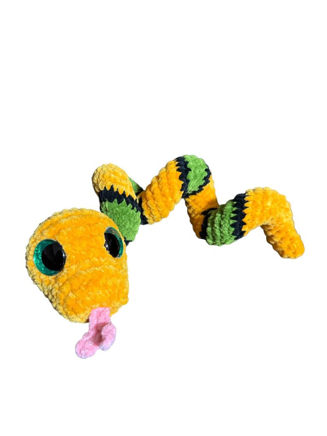 Crocheted twisty snake plushie