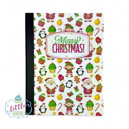 Holographic Notebook - Merry Christmas - Santa, Elf, Penguin