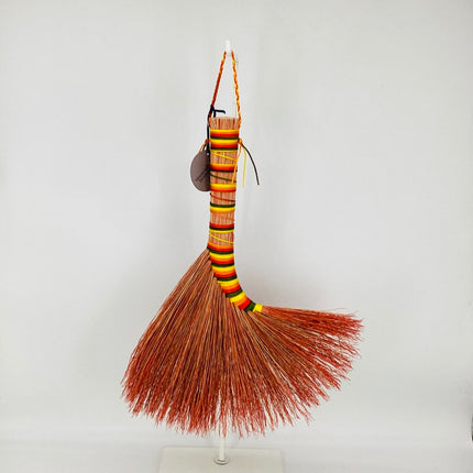 Turkey Wing Whisk Broom, autumn ombre on red broomcorn, LT323