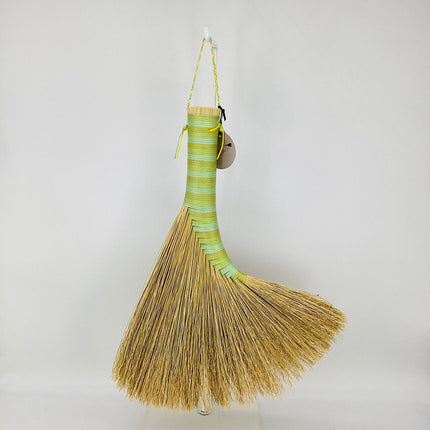 Turkey Wing Whisk Broom, aqua and yellow ombre, LT510