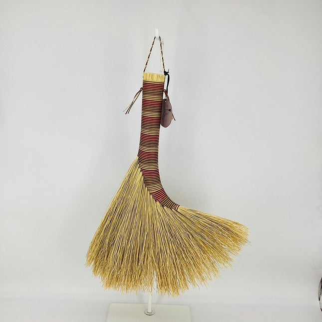 Turkey Wing Whisk Broom, red green tan ombre, LT358