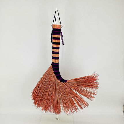 Turkey Wing Whisk Broom, purple ombre on pink broomcorn, LT145