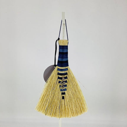 Hawk Tail Altar Broom, denim ombre with snake charm, LACH479