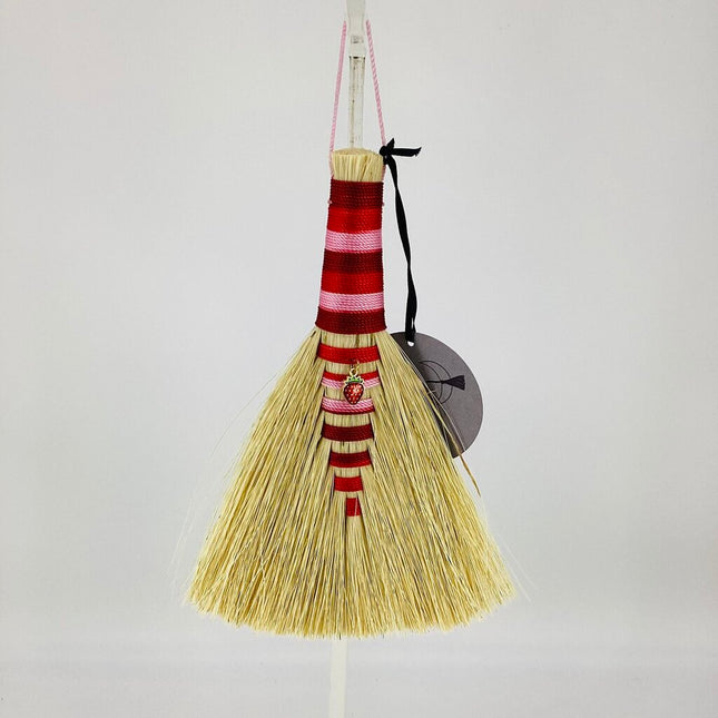Hawk Tail Altar Broom, red and pink ombre with strawberry, LACH477