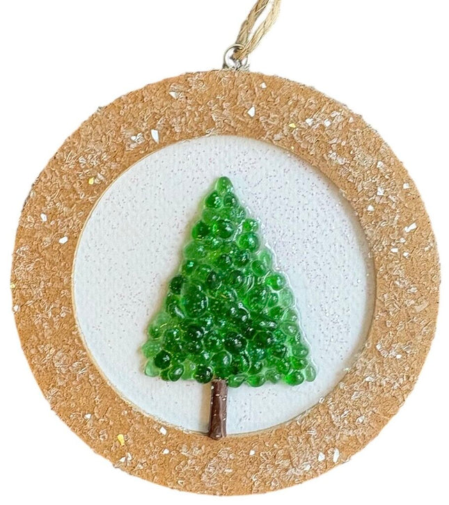 Ornament, resin Christmas tree clustered glass balls