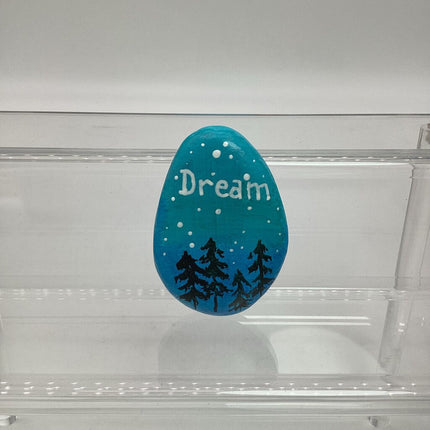 Rock navy-night sky/trees