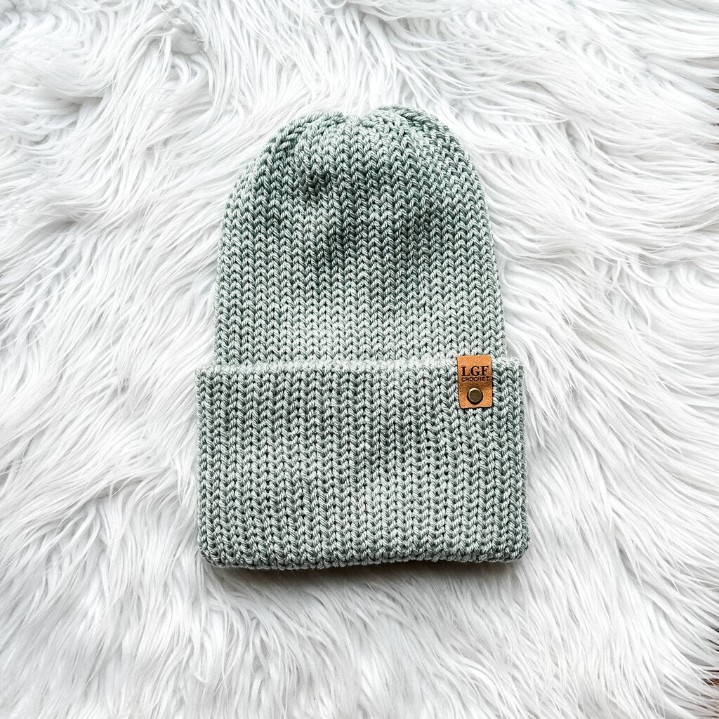 Double Brim Knit Beanie in Sea Foam