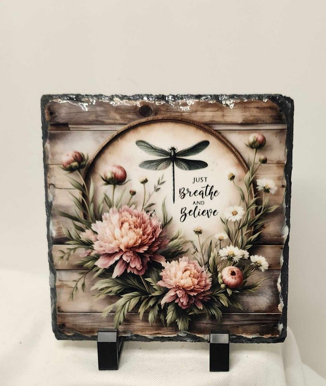 Shelf sitter- Just breathe slate