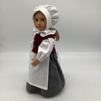 Pilgrim outfit Femaile complete with Bonnet and shoes apron chemise skirt vest socks bloomers ruffled collar