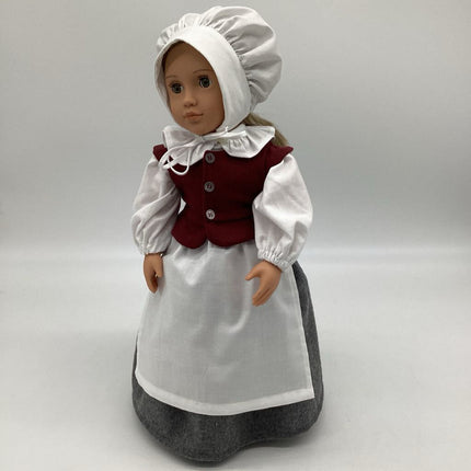 Pilgrim outfit Femaile complete with Bonnet and shoes apron chemise skirt vest socks bloomers ruffled collar