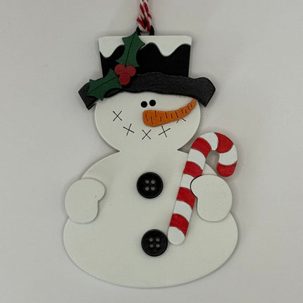 Candy Cane Snowman Ornament