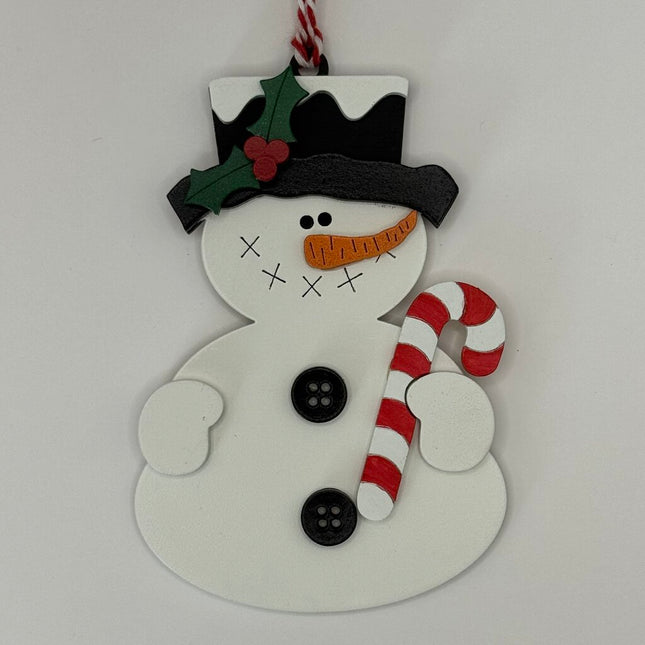 Candy Cane Snowman Ornament