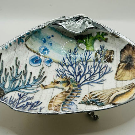 Seahorse, Shells, Bottle Ocean Scene XL Clam (Nahant Beach, MA)