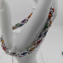 Silver Rainbow Byzantine Bracelet 8.5 inches - view 2