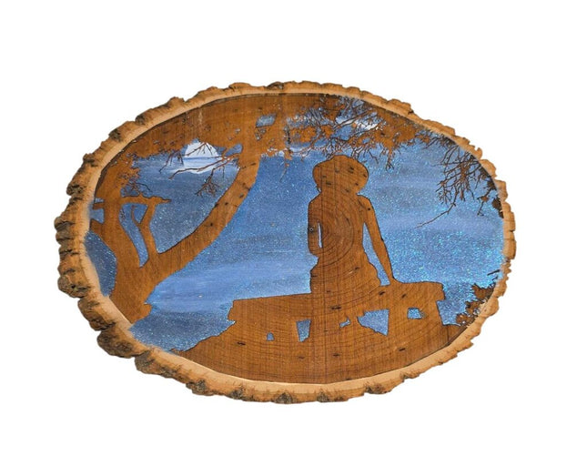 Girl on Bench Under the Moon