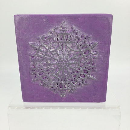 Snowflake on Wood Block-purple