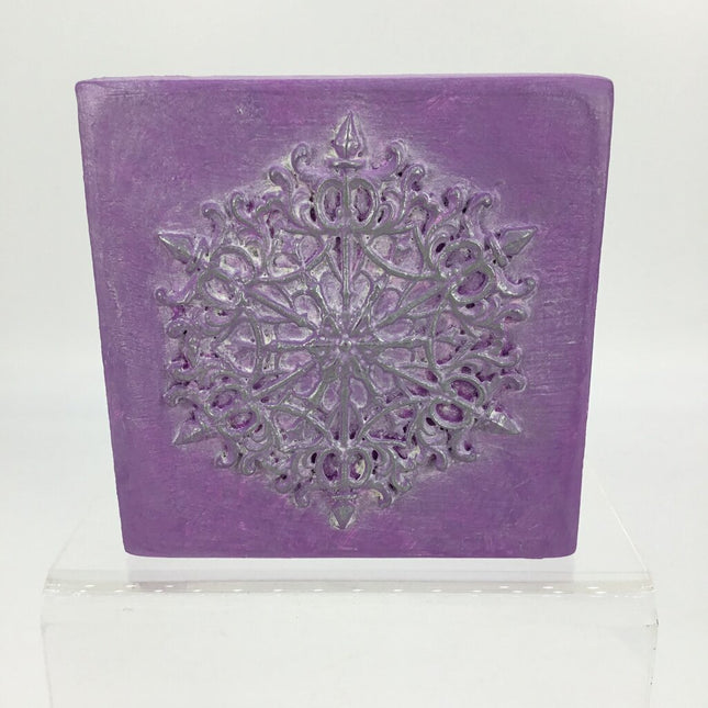 Snowflake on Wood Block-purple